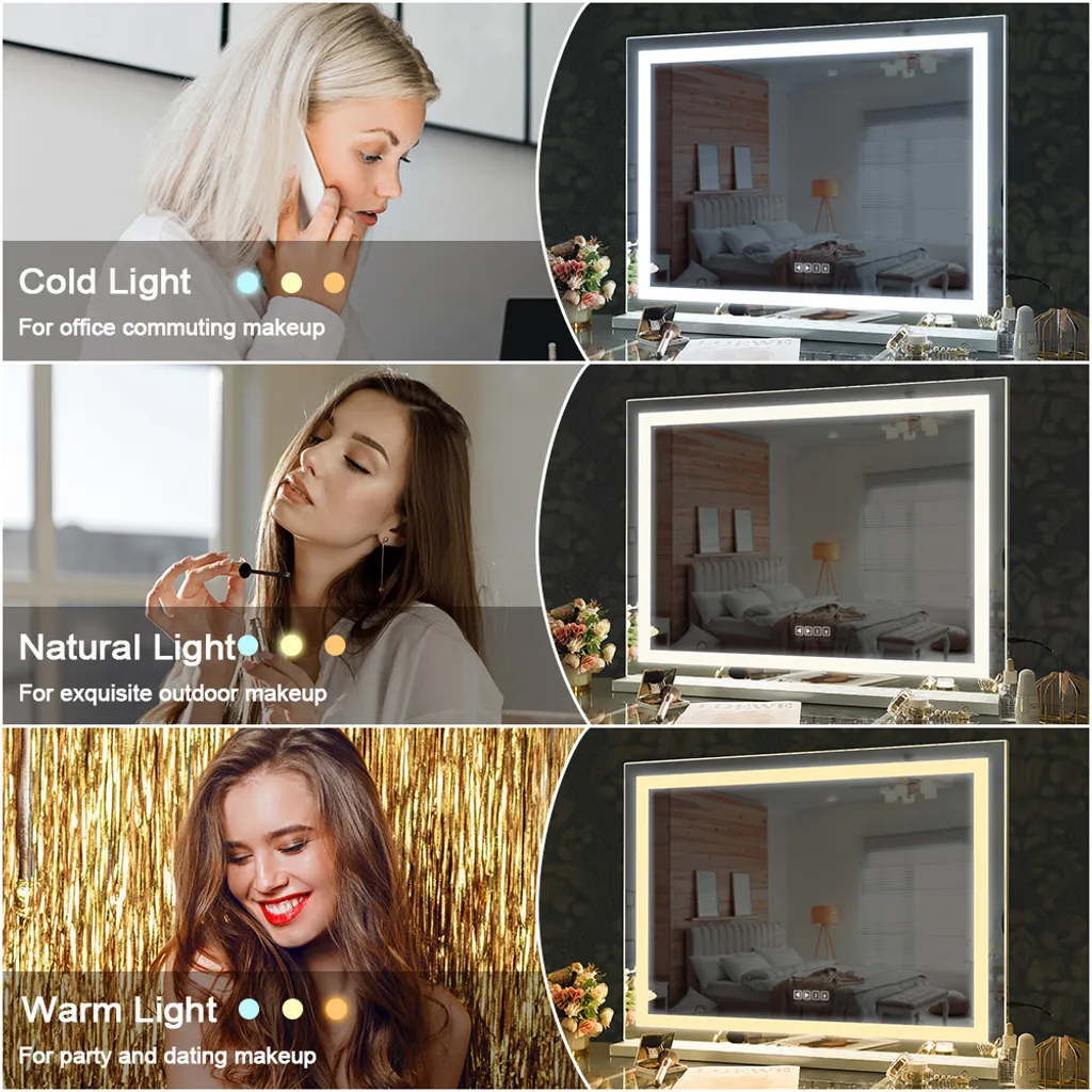 Specchio Trucco Professionale VANITII 80x58 LED Bluetooth Bianco - 5