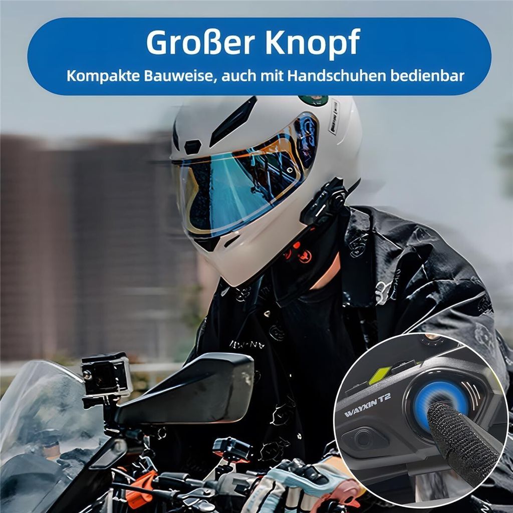 WAYXIN T2 Interco oto,Kit ains Libres Bluetooth pour 2 otos,systèe de Counication de