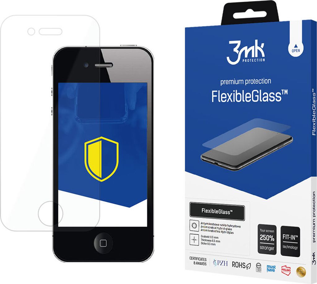3mk Display Hybridglas FlexibleGlass für Apple iPhone 4 0,3mm 7H