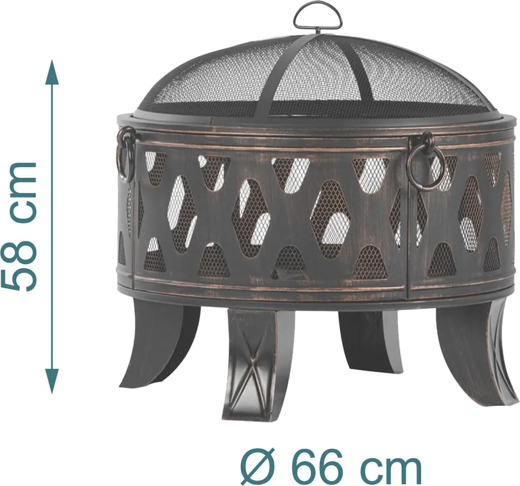 Bac à feu robuste avec grille de cuisson et tisonnier noir Relaxdays - 4