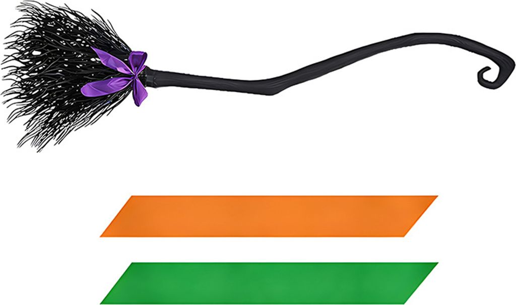 Halloween-Hexenbesen mit Band, realistischer Zauberbesen, Dekoration, Cosplay-Requisite, Halloween-Partyzubehör, Fotozubehör