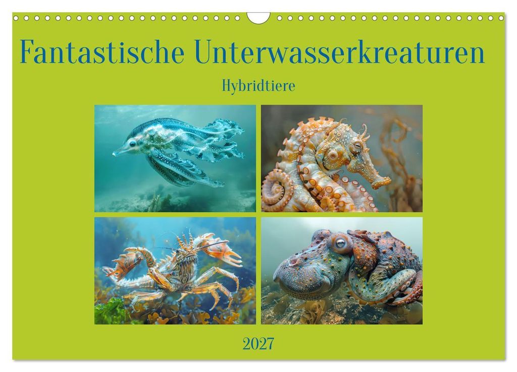 Fantastische Unterwasserkreaturen - Hybridtiere (Wandkalender 2027 DIN A3 quer), CALVENDO Monatskalender