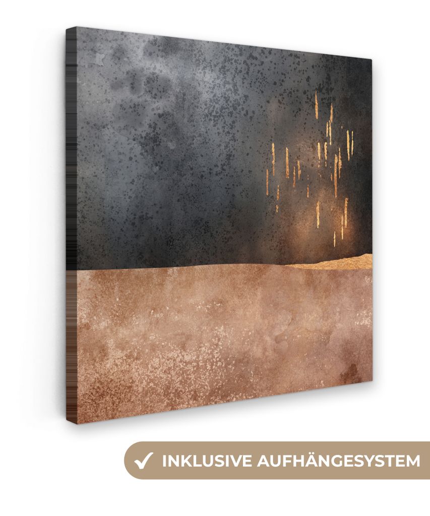 MuchoWow - Leinwandbilder - Abstrakt - Gold - Design, Wandbild, Wanddeko Bilder Wohnzimmer, 20x20 cm