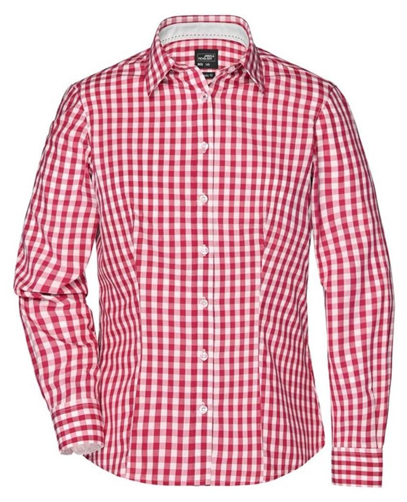 James and Nicholson - Bluse für Damen LT2456 (XXL) (Rot/Weiß)