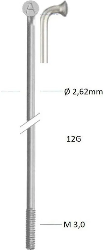 Rayons robustes Alpina Zinc 12-290 mm argentés pour roue de vélo x144
