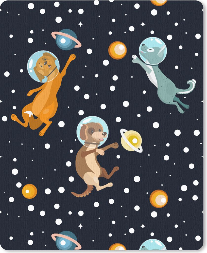 MuchoWow Mauspad Mousepad Planeten - Hund - Muster 19x23 cm - Mousepads - Maus Mat - Pad - Mausunterlage - Mauspads - Spielen