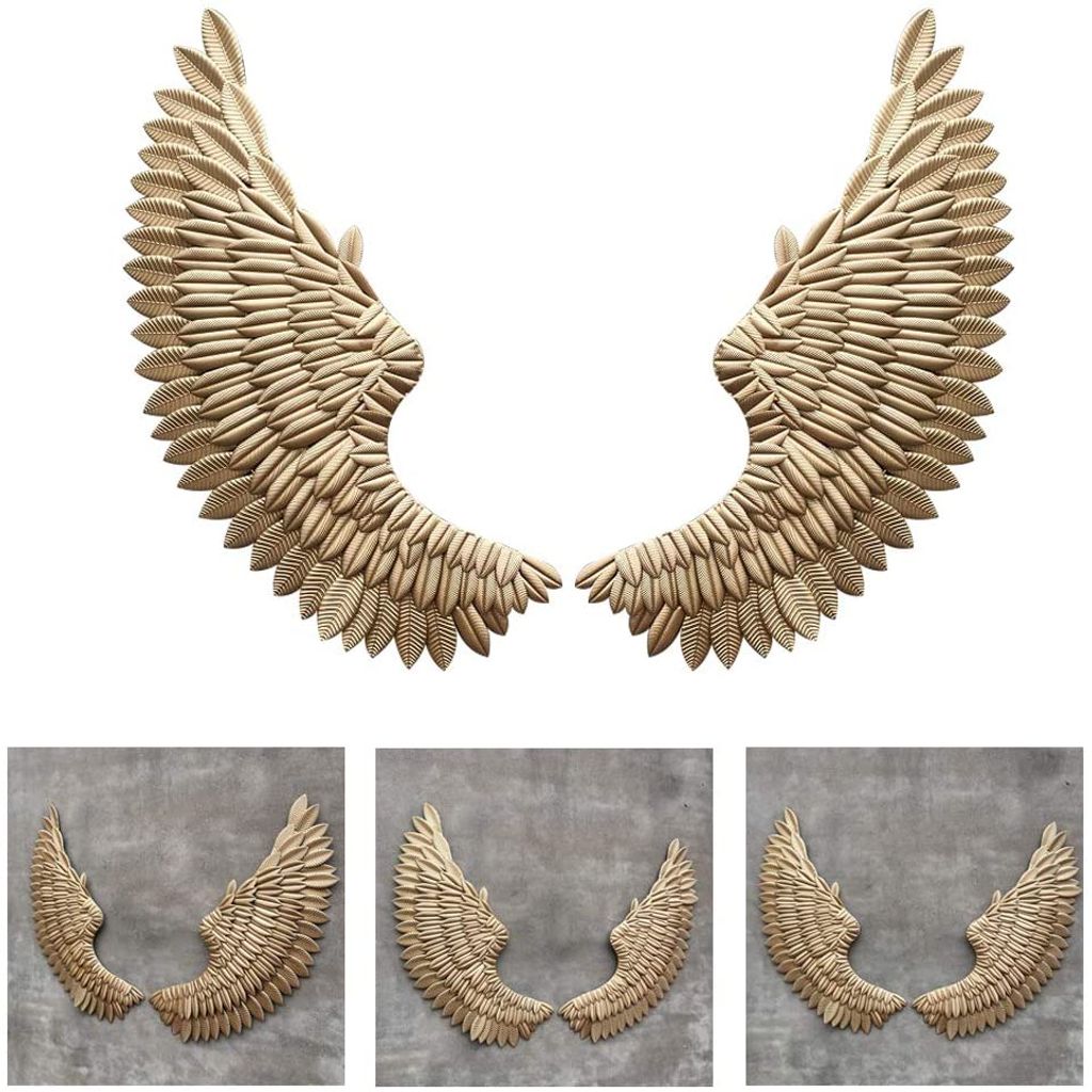Engelsflügel Wanddeko Wandhänger Wandskulptur   Flügel Gold Produktbild 8