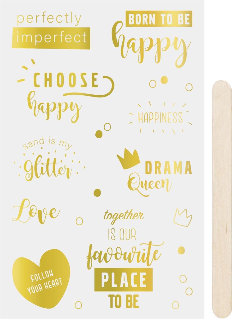 Rubbel-Sticker \Happy\" 10 x 19 cm gold glänzend"