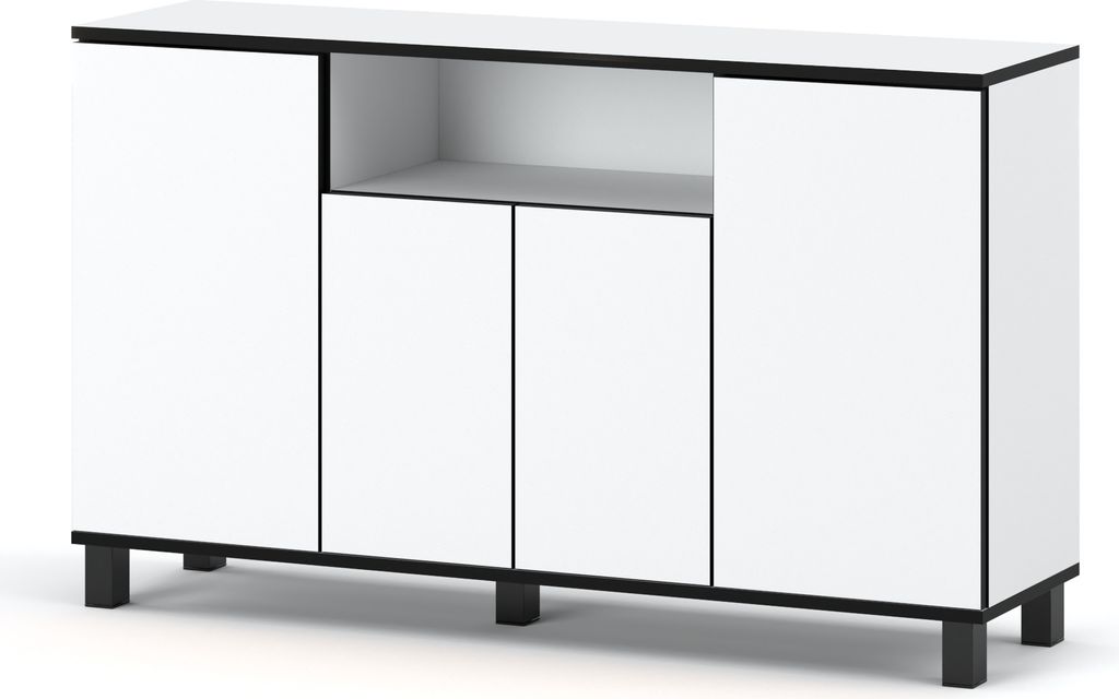 Skandinavische Kommode Sideboard Holz 140x80x35 für Wohnzimmer, Flur oder als Kommode Schlafzimmer - Minimalistisches Design - Hohe Qualität Wei...