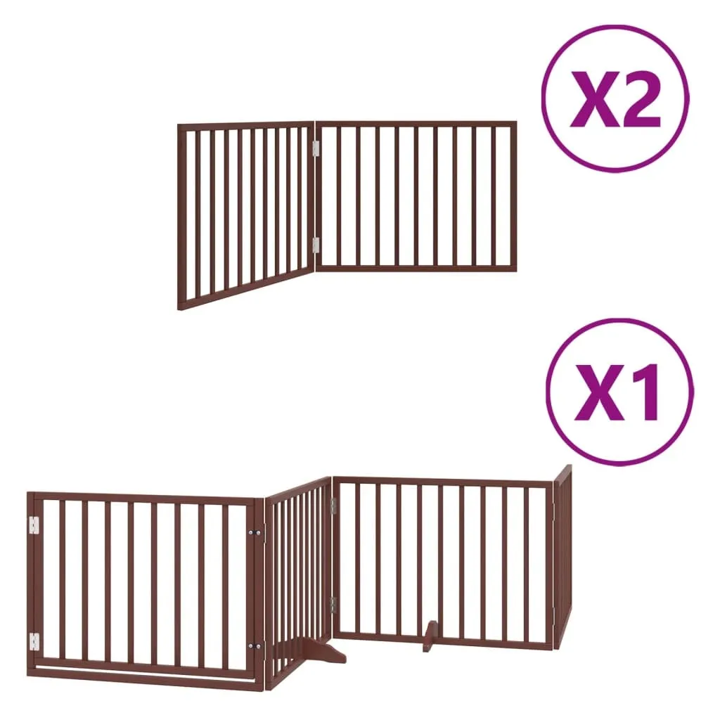 vidaXL Cancelletto per cani a 8 pezzi con porta Pieghevole Marrone 640 cm Legno di pioppo