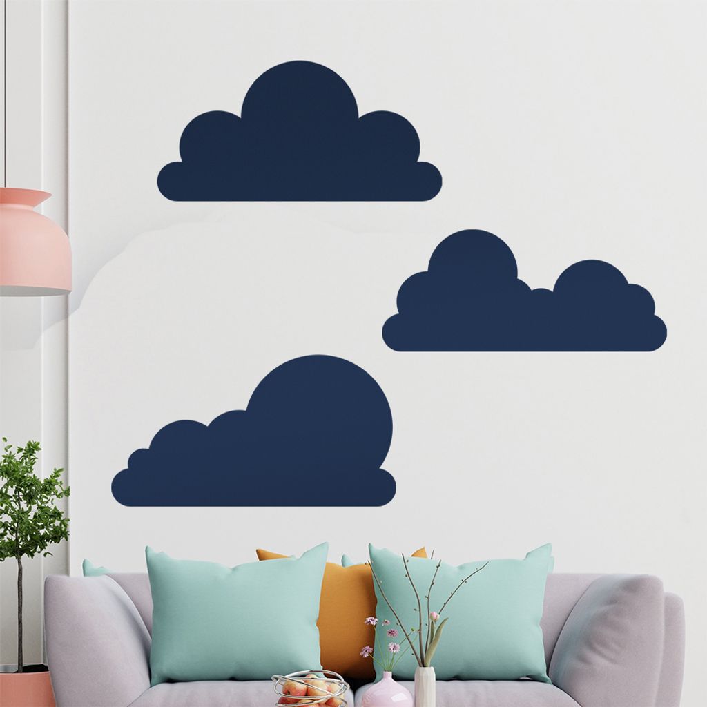KIWISTAR Wolken Set frei plazierbar Wandtattoo in 6 Größen - Wandaufkleber Wall Sticker - Dekoration, Küche, Wohnzimmer, Schlafzimmer, Badezimmer