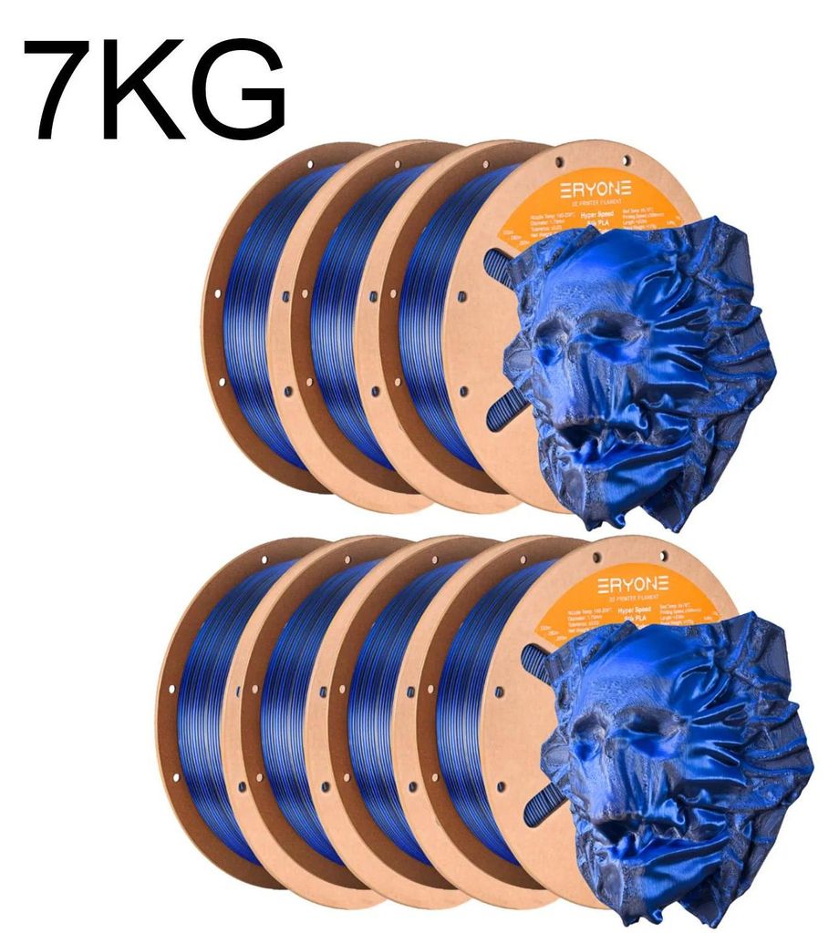 Hyper Speed Dual Color Silk PLA - 3D-Drucker Filament - Hochgeschwindigkeit - Zweifarben-Coextrusion - Seidenglanz - 7 kg Spule - Blau/Schwarz