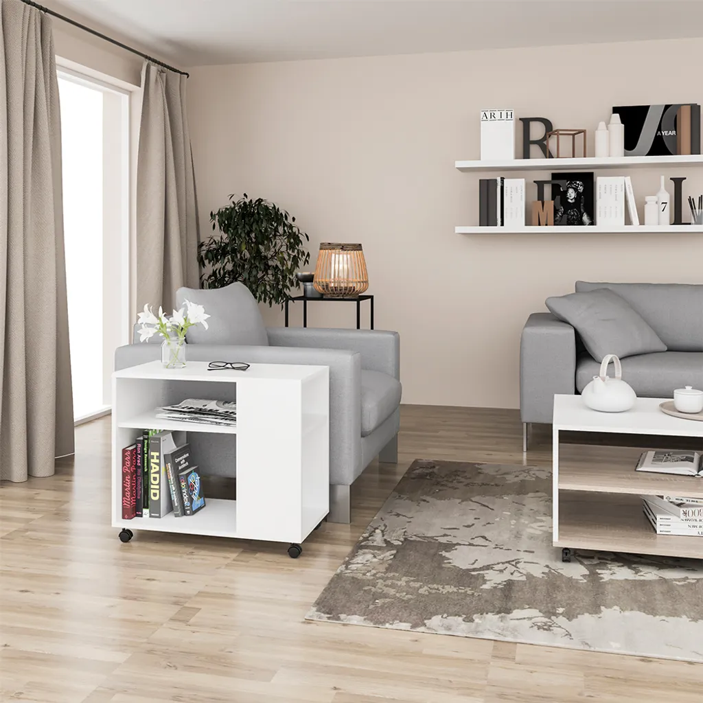 Table basse Vicco Rolli 70x35cm idéale pour café et lecture salon - 4