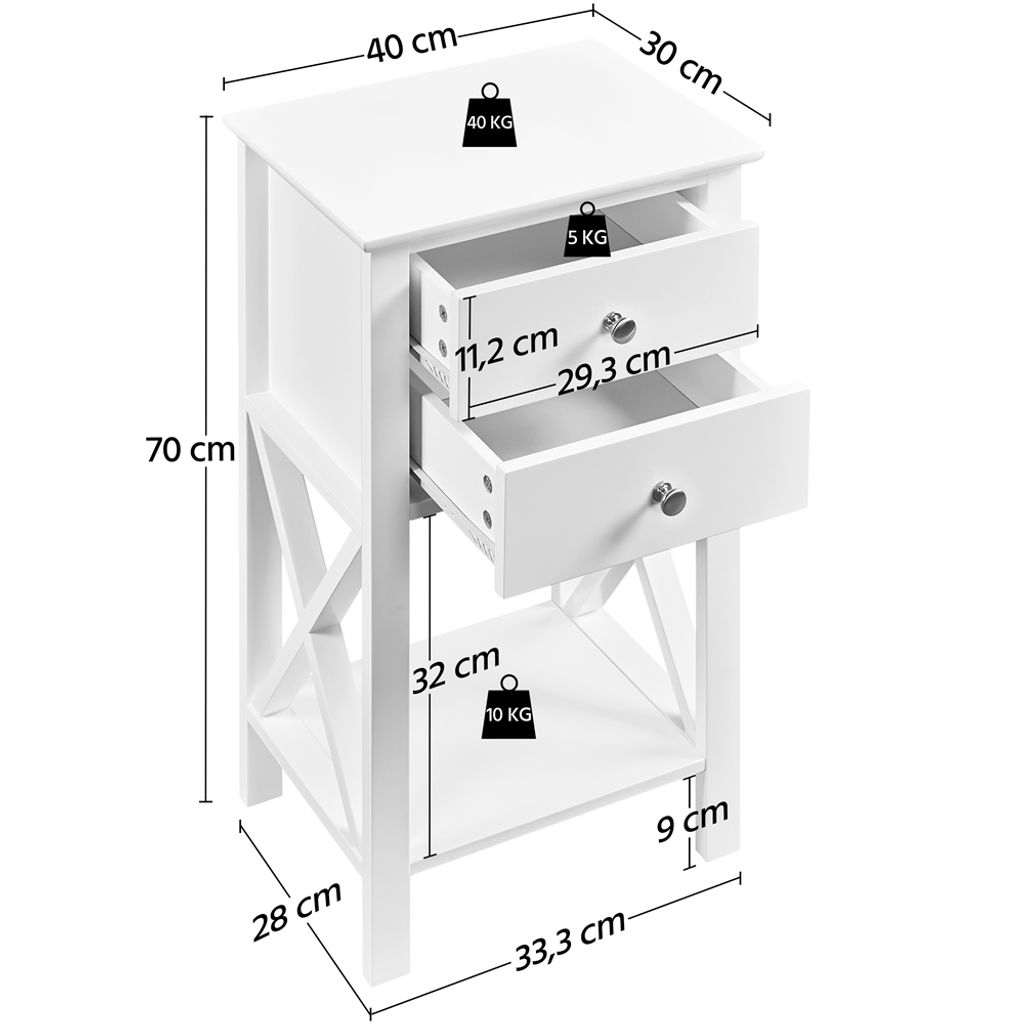 Moderne Nachtkommode Yaheetech 2er Set Nachttische - Moderne Nachtschränke Mit Schubladen, 40x35x60cm Nachttisch 70 Cm Hoch