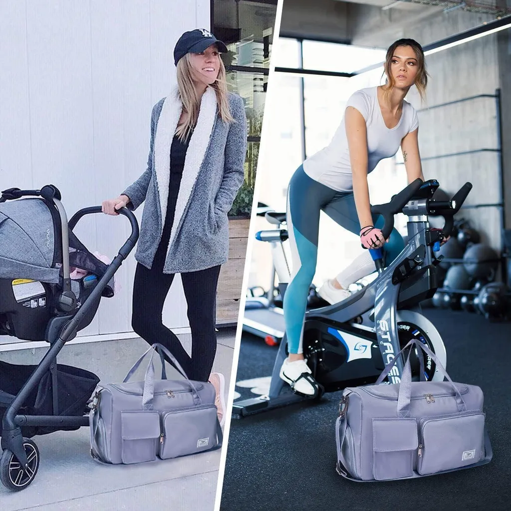 Sac de sport bleu 35L imperméable avec compartiment humide et baskets - 6