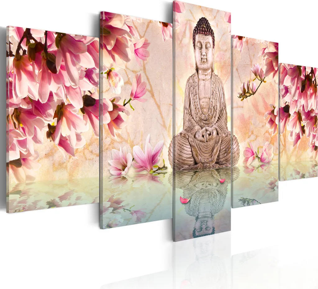 Murale Moderno 100x50 cm Stampa Fiori - 5 Pezzi Tela TNT Alta Qualità