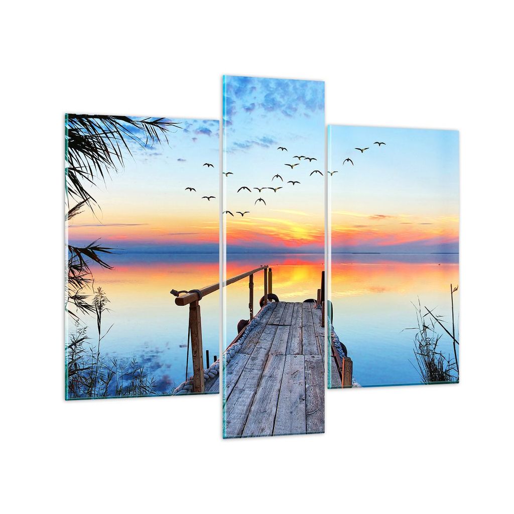 Bilder auf glas - Brücke See - 95x80cm - Glasbilder - Wandbilder - Bilder - Kunstdruck - zum Aufhängen bereit - Wanddekoration aus Glas - Glas Bi...