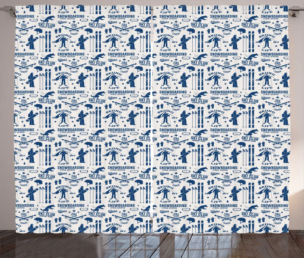 Rideaux rustiques à motif ski ABAKUHAUS 280 x 225 cm coquille d'œuf