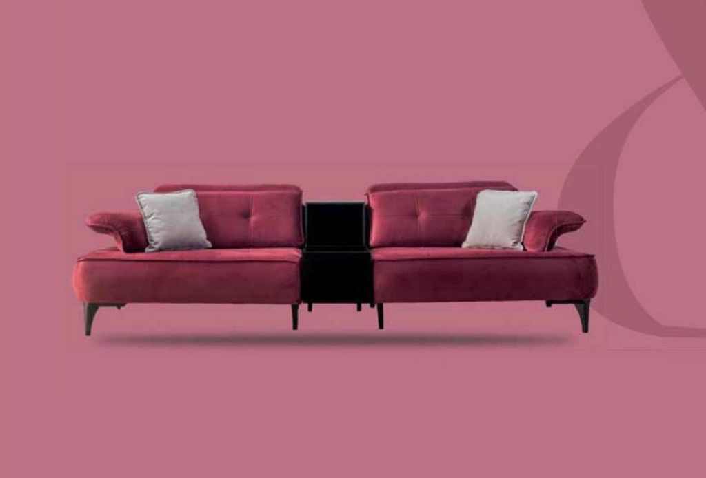 Sofa 3 Sitzer Sofas Rosa Stoff Wohnzimmer Luxus Modern Neu