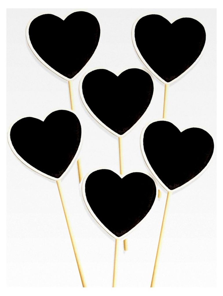 6 Holz Pflanzschilder in Herzform, 18 cm, 6er Set