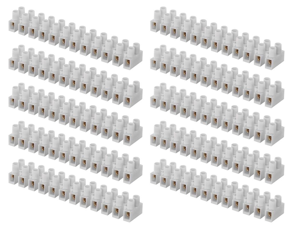EMOS 10er Pack Anschlussklemme für 1,5 mm² - 6 mm² Draht, 10x Riegel mit 12 Stück, 450 V/41 A, weiß, A4002