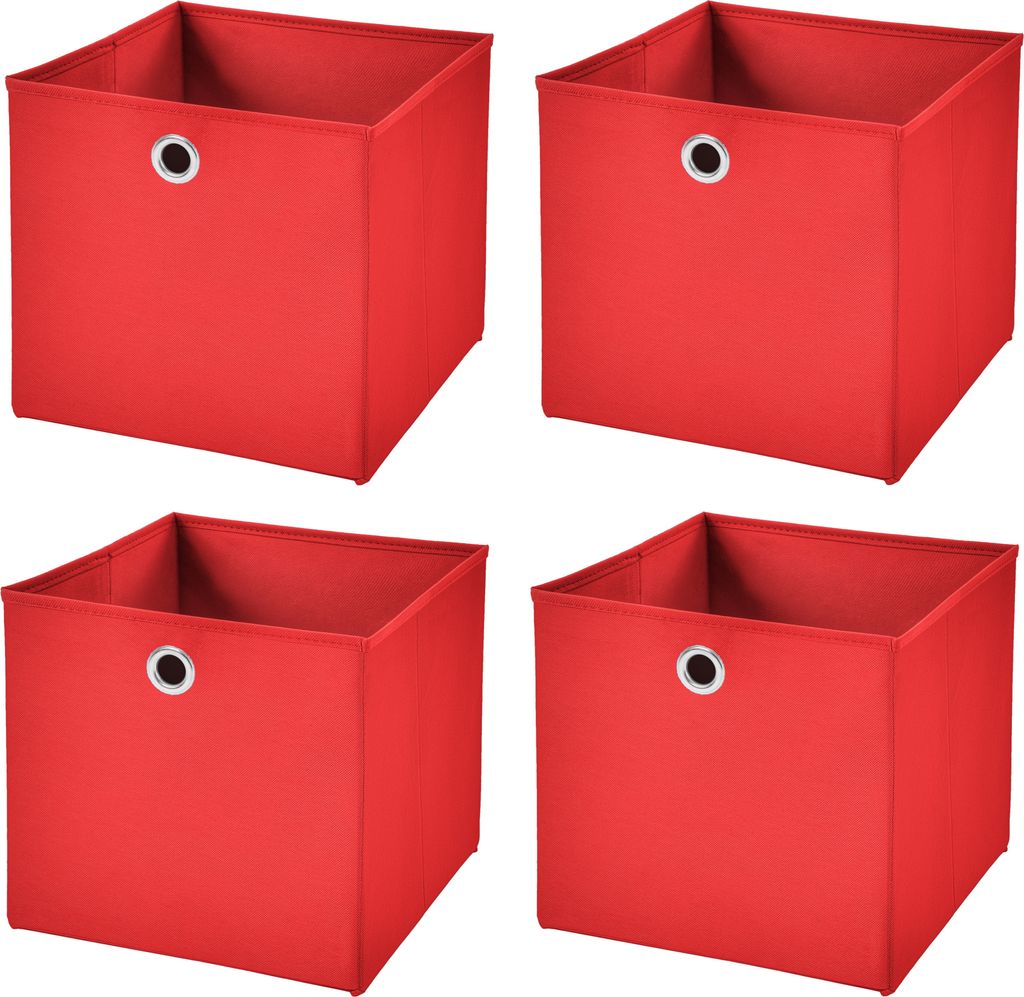 4 Stück Rot Faltbox 32 x 32 x 32 cm Aufbewahrungsbox faltbar