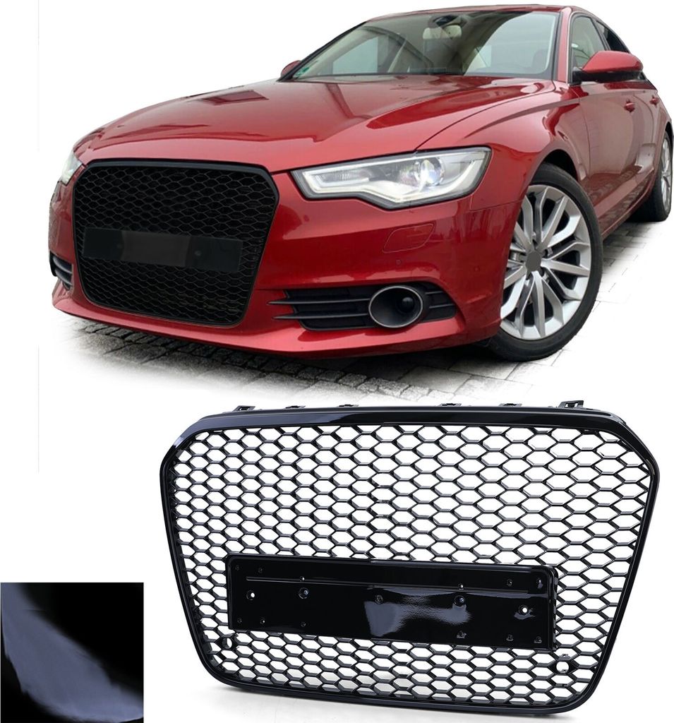 Kühlergrill Sportgrill Wabengrill Grill Schwarz Glanz für Audi A6 4G C7 ab