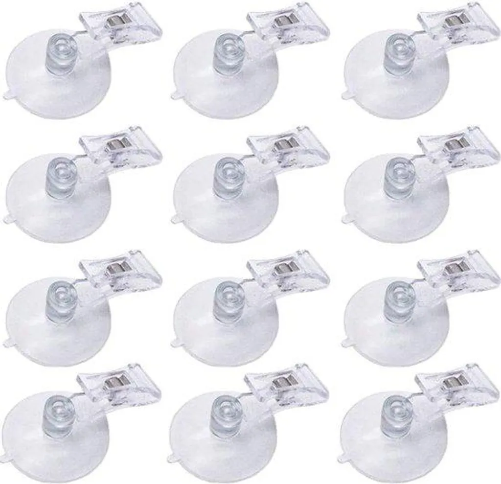 Pince ventouse transparente pour fixation sans trace lot de 12 supports