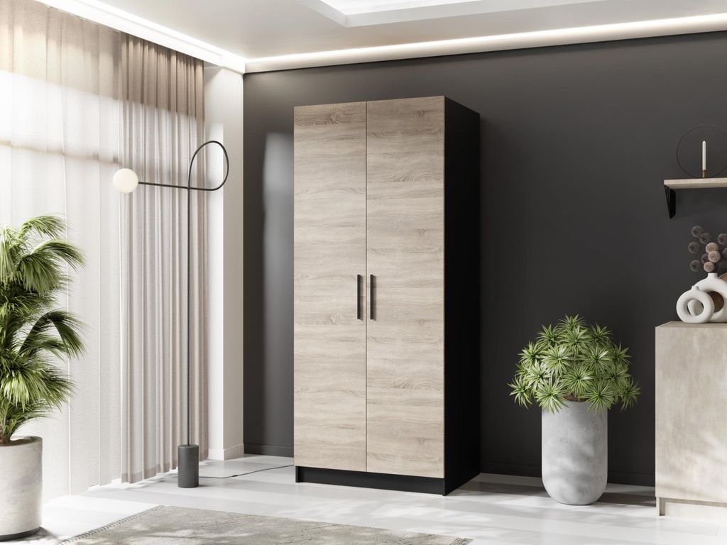 KIER FURNITURE Drehtürenschrank - Kleiderschrank mit Kleiderstange , 78x205x52,5 cm