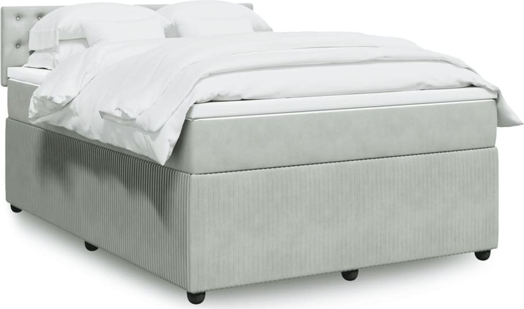 Maison Exclusive - Boxspringbett mit Matratze Hellgrau 160x200 cm Samt