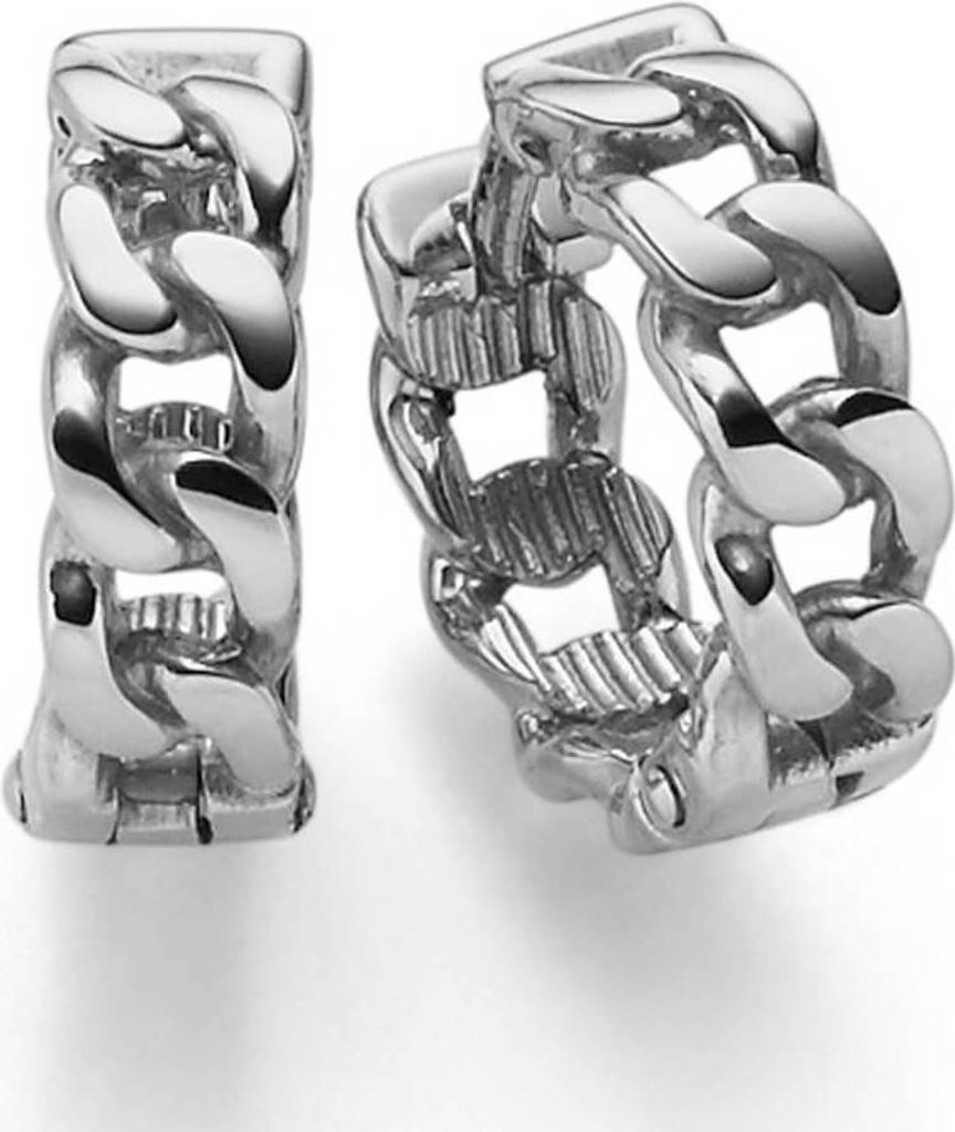 Ohrringe Creolen 14,5x4,5mm Panzerkette-Muster Ohrschmuck aus 585 Gold Weißgold