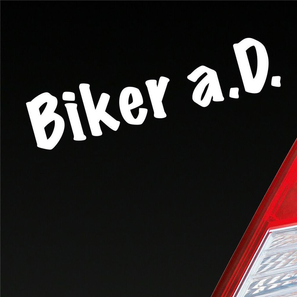 Auto Aufkleber BIKER a.D. außer Dienst Motorrad Bike 19x4,2 cm Weiss Glanz Sticker Heckscheibenaufkleber