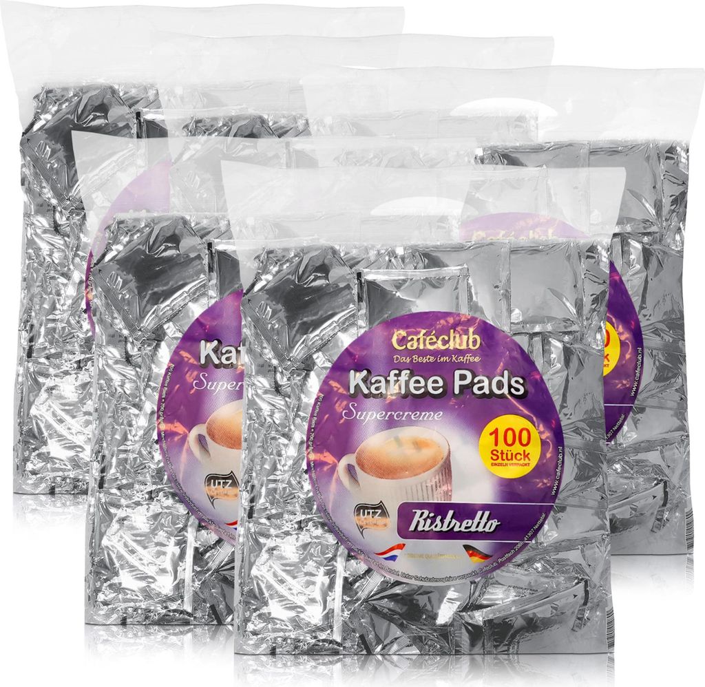 Cafeclub Kaffeepads Ristretto Supercreme Megabeutel 100 Stück (5er Pack)