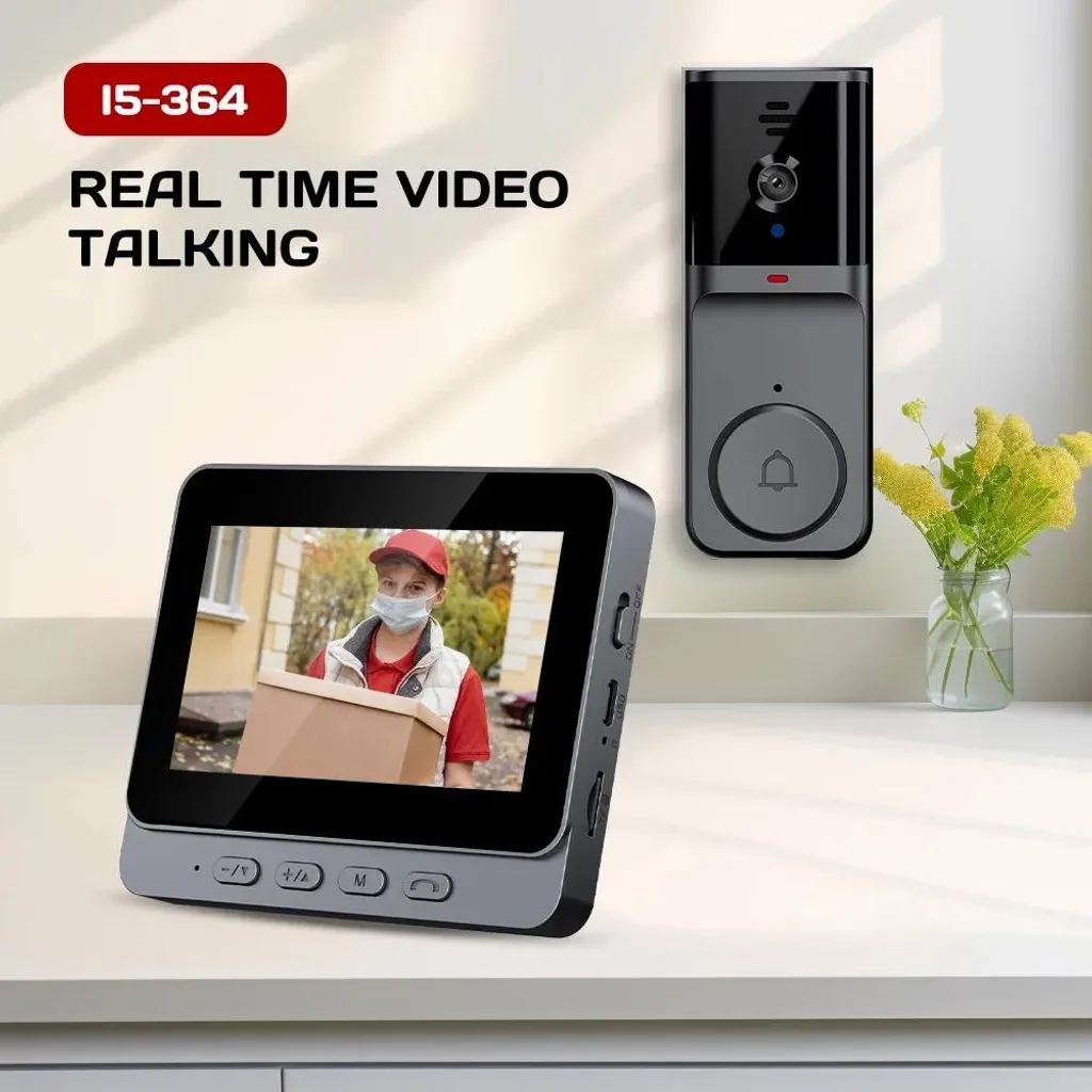 Sonnette vidéo interphone écran IPS 4,3 pouces noir haute résolution