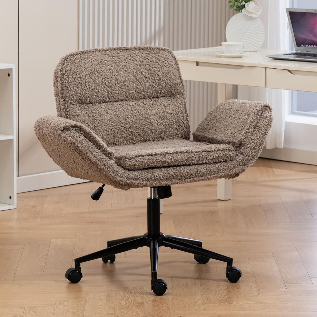 Criss-Cross-Stuhl Braun Teddy-Fleece Schreibtischstuhl mit Produktbild 
