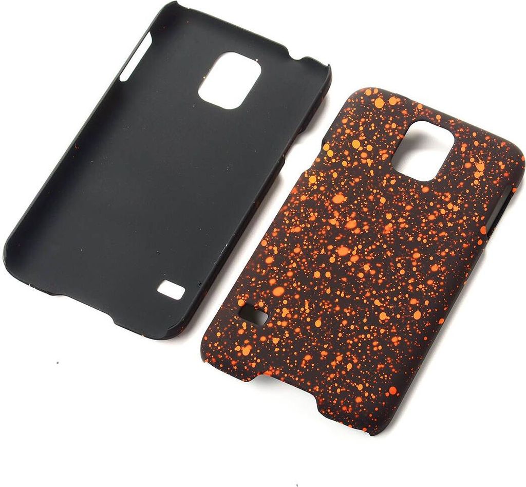 Handy Hülle Schutz Case Bumper Schale für Samsung Galaxy S5 / S5 Neo 3D Sterne Orange