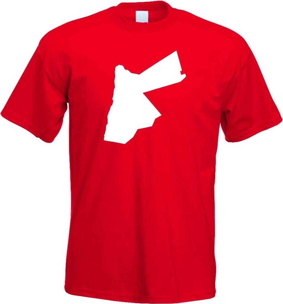 Kiwistar - T-Shirt - rot - Jordanien Umriss Kontur Herren Funshirt Bedruckt Design Sprüche Spruch Motive - mit Motiv Bedruckt - Funshirt Design - ...