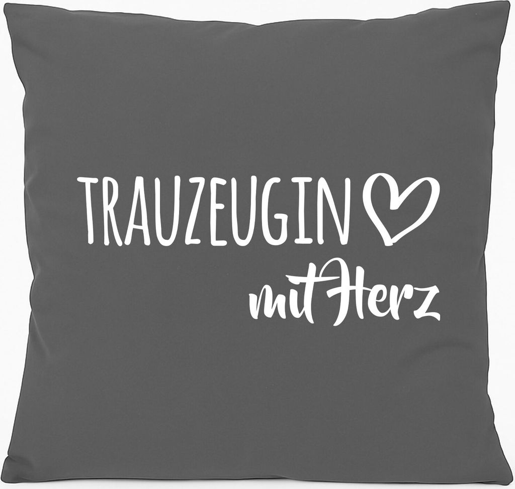 Huuraa Sofakissen Trauzeugin mit Herz Geschenk 40x40cm mit Füllung Steel Grey Baumwolle Trauzeugin Mitbringsel