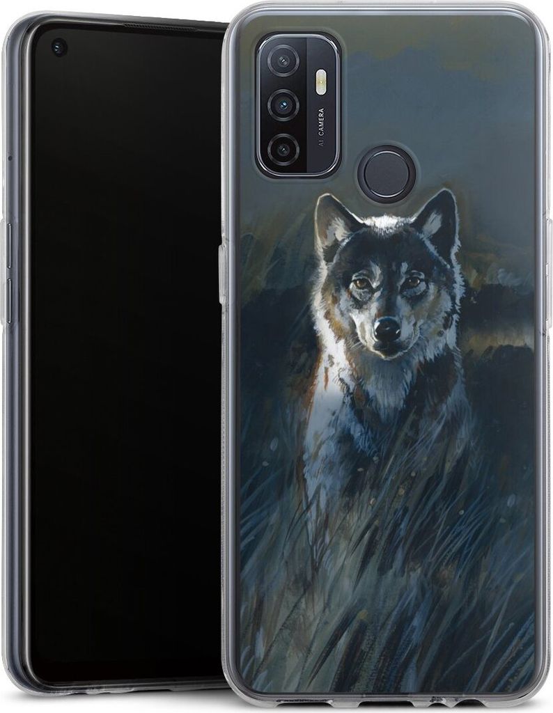 DeinDesign Handyhülle für Oppo A53 Silikon Hülle Case Smartphone Schutzhülle Malerei Natur Wolf