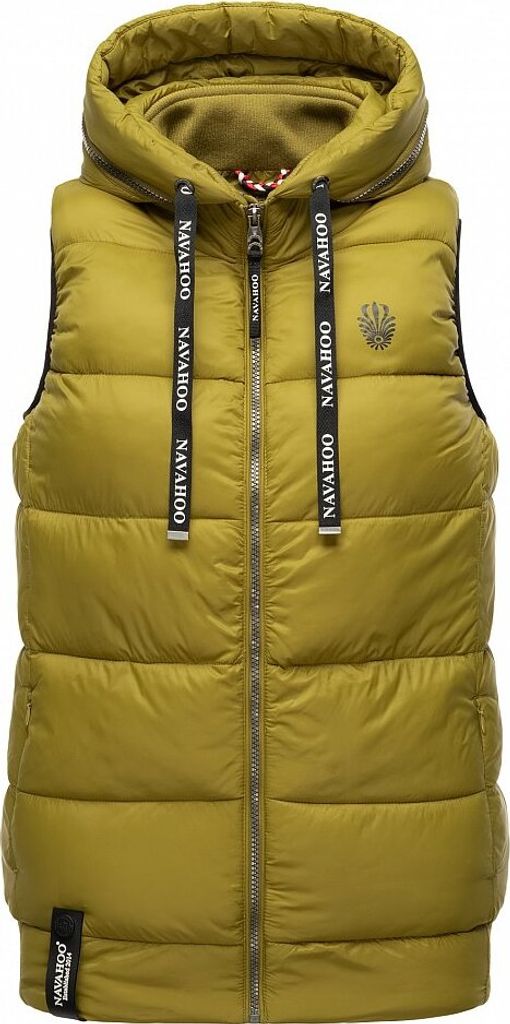 Navahoo Damen Weste Frühling Steppweste Kapuze Übergangsjacke Bodywarmer KASSIDY Moss Green Gr. 38 - M