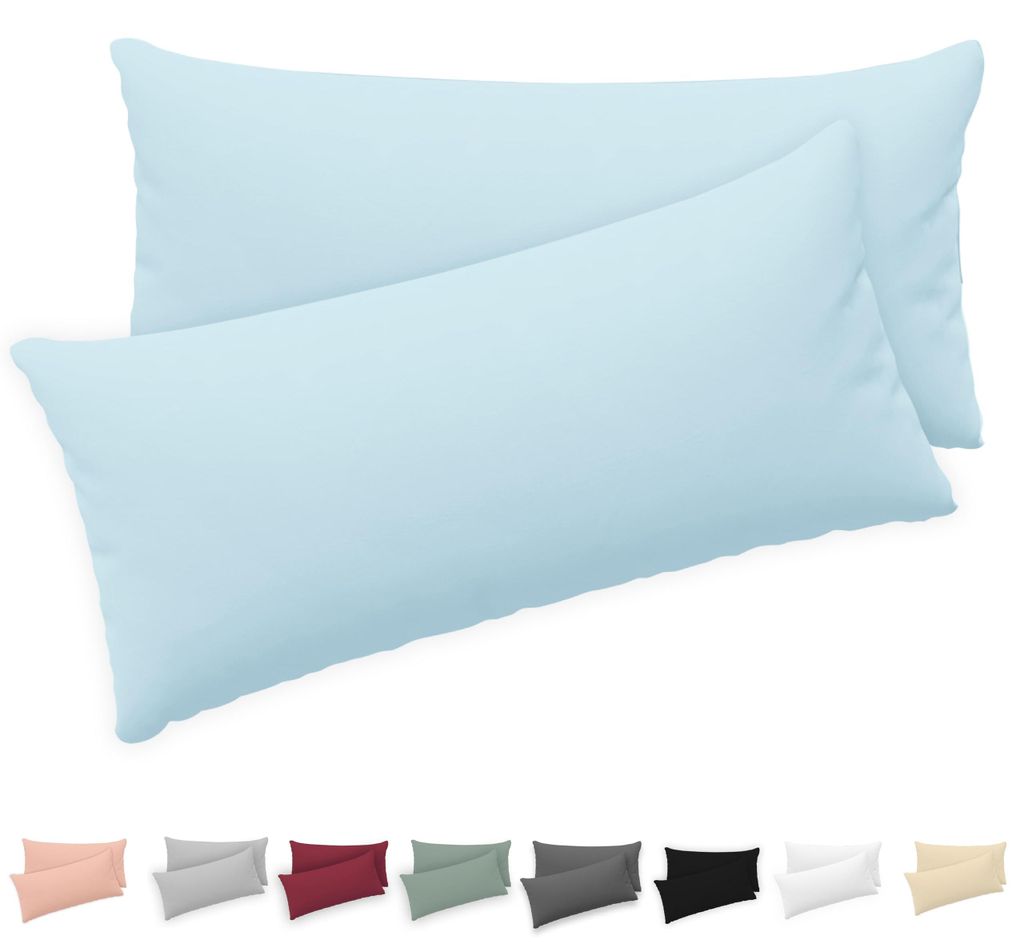 Kissenbezug 40x80 (2er-Set) – 100 % Jersey-Baumwolle, 150 g/m² – Blau – Für Kissenbezüge der Größe 40x80 cm – Kissenbezug – Kissenbe...