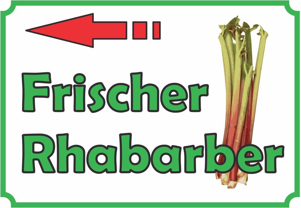 Frischer Rhabarber Verkaufsschild Pfeil links Hofladen Verkaufsförderung A6 (105x148mm)