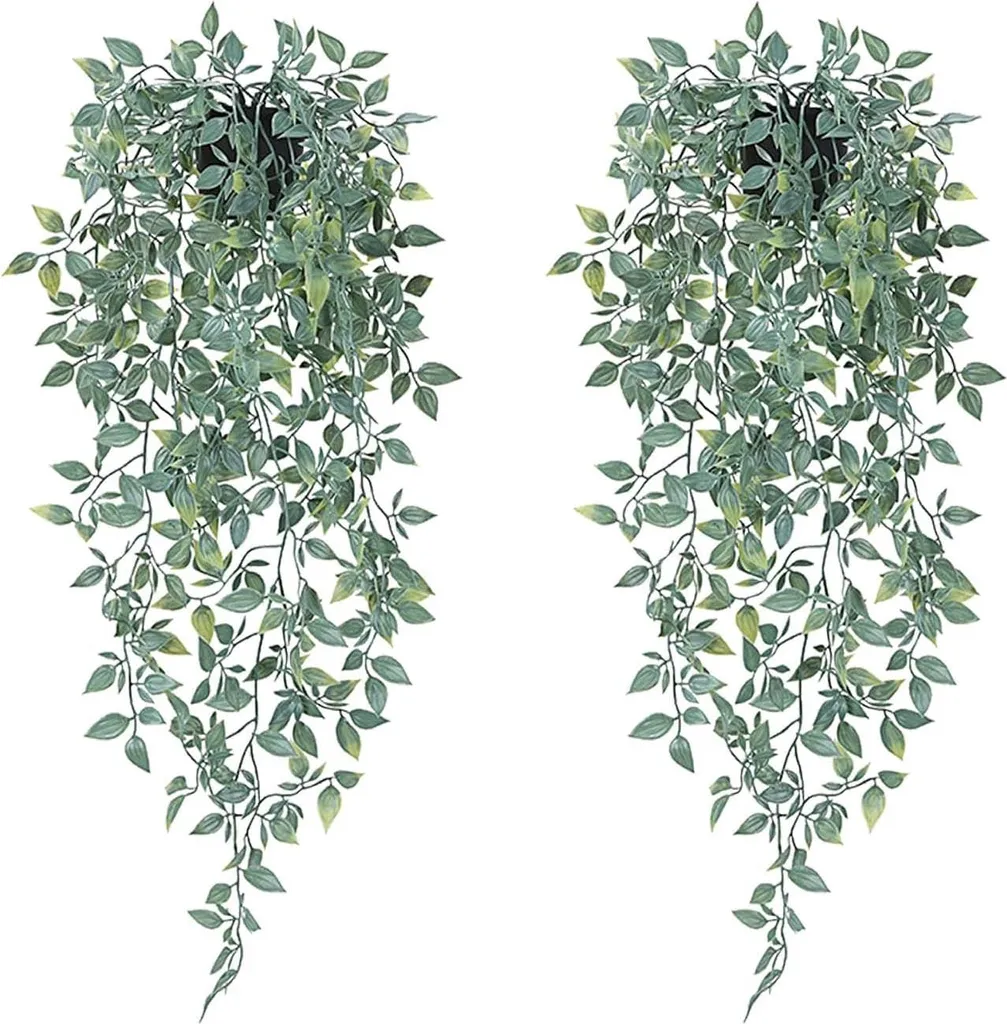 Décoration murale : Plante artificielle suspendue verte - Set de 2 pots