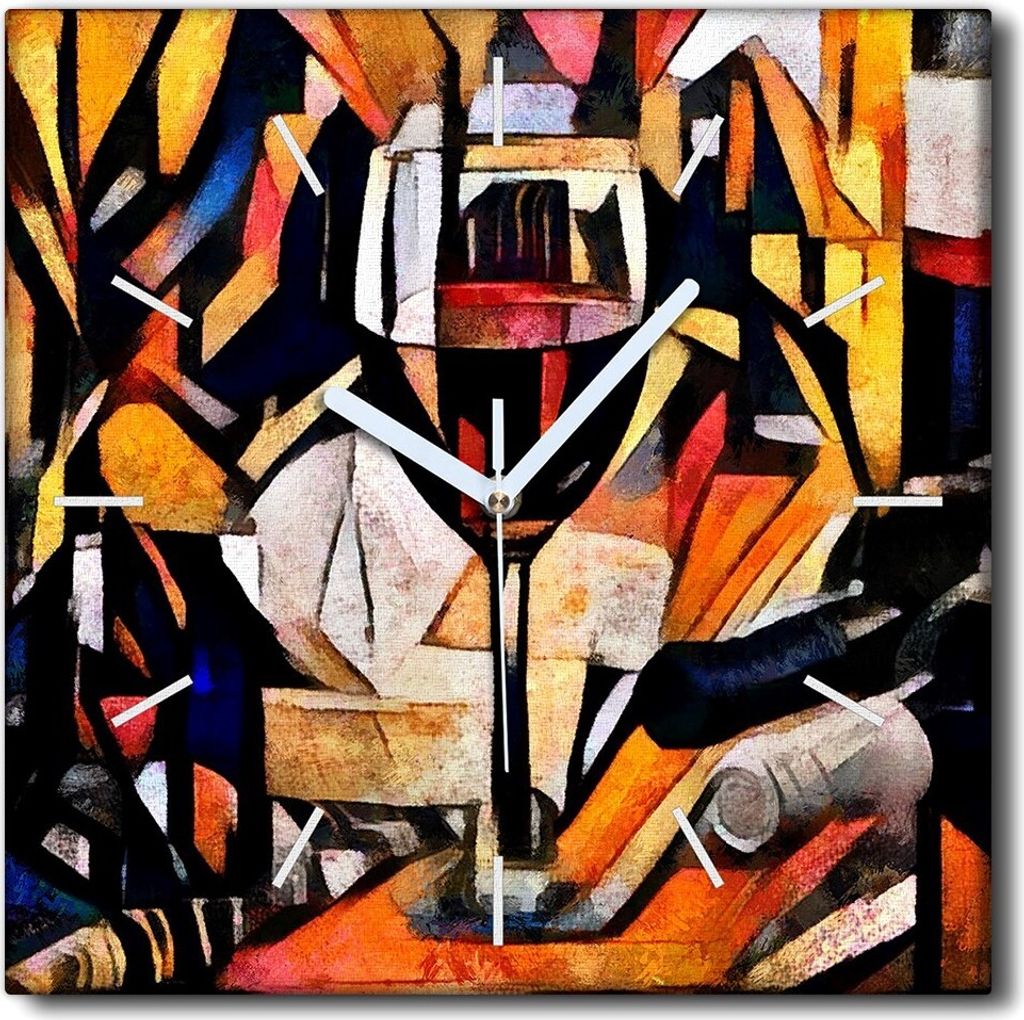 Coloray Uhr auf Leinwand 30x30 cm Wand Uhr Dekoration Wohnzimmer Segeltuch weiße Zeiger -Weinkunstkunst