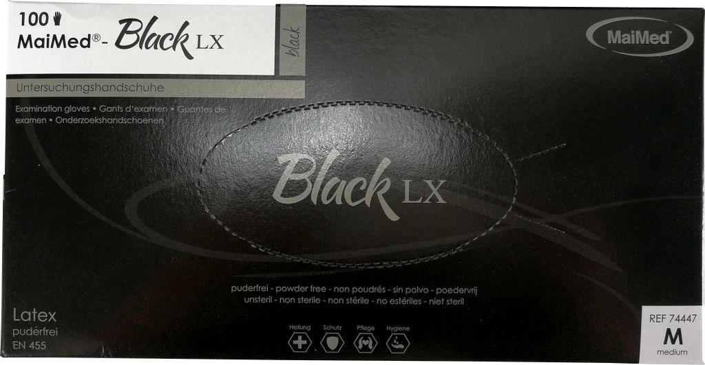 MaiMed Einmalhandschuhe Black Latex Größe M Produktbild 2