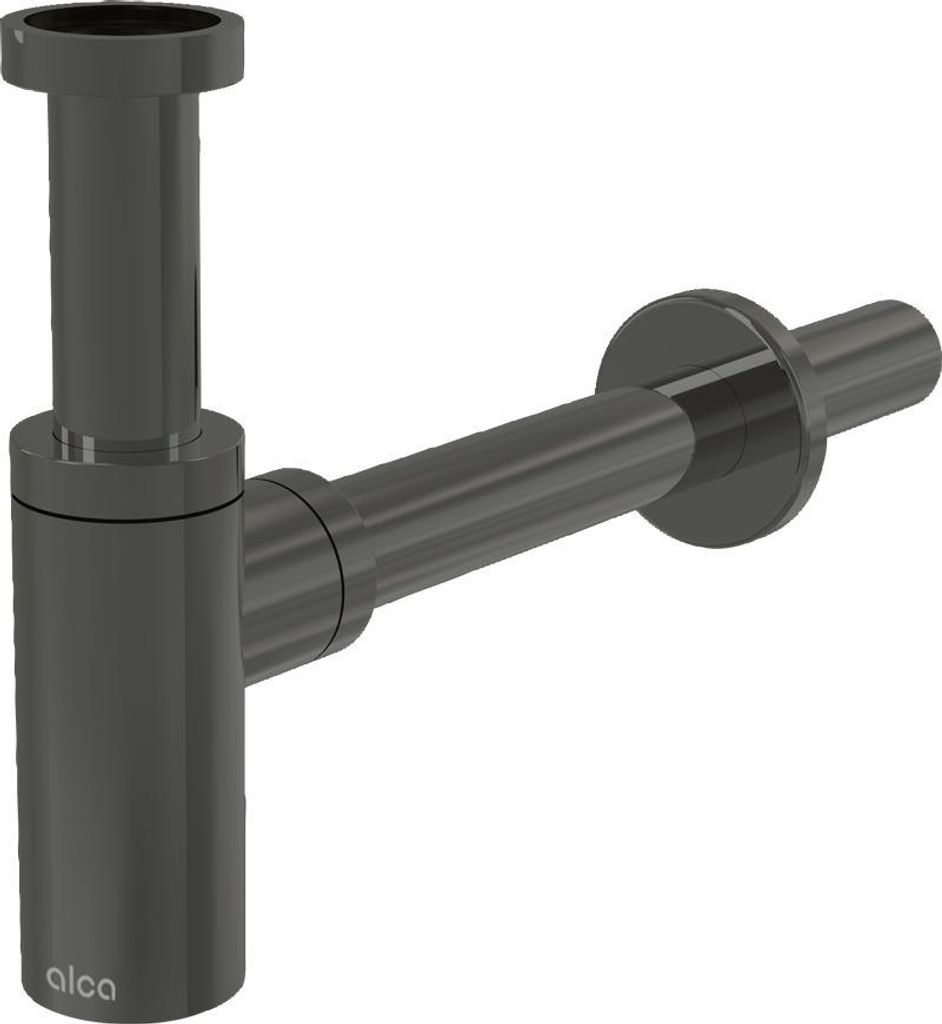 AlcaDrain Design Siphon 1 1/4" rund, Ganzmetall Gun metal glanz