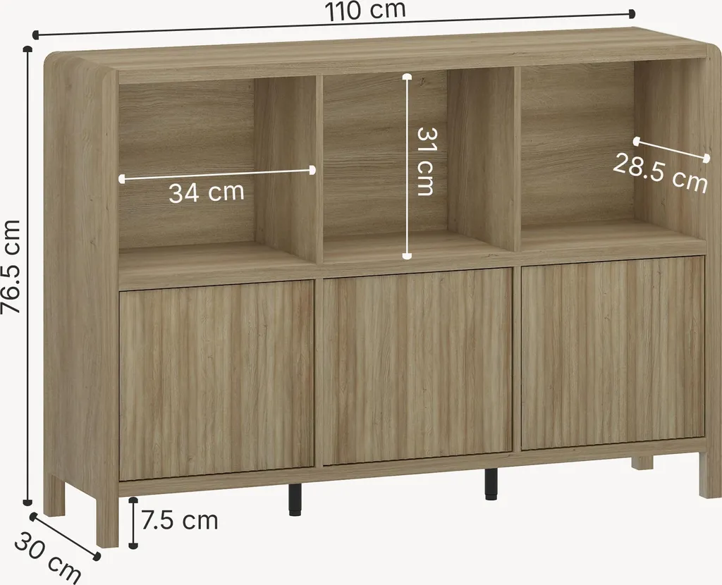 Buffet Lukkodso 6 Compartiments Chêne Rustique, Meuble Faible Profondeur - 4