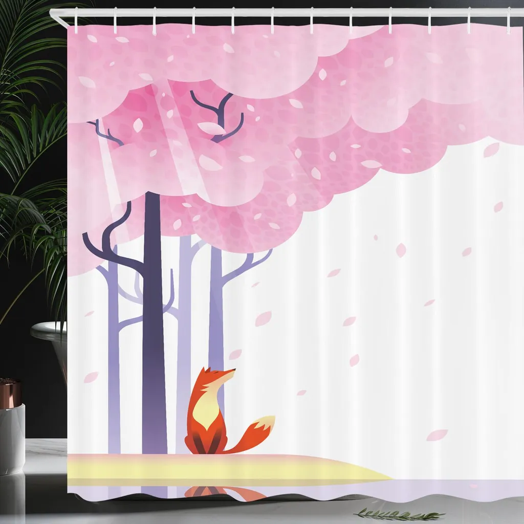 Tenda da Doccia Moderna 175x220 cm Sakura Pink Lavanda ABAKUHAUS - 4