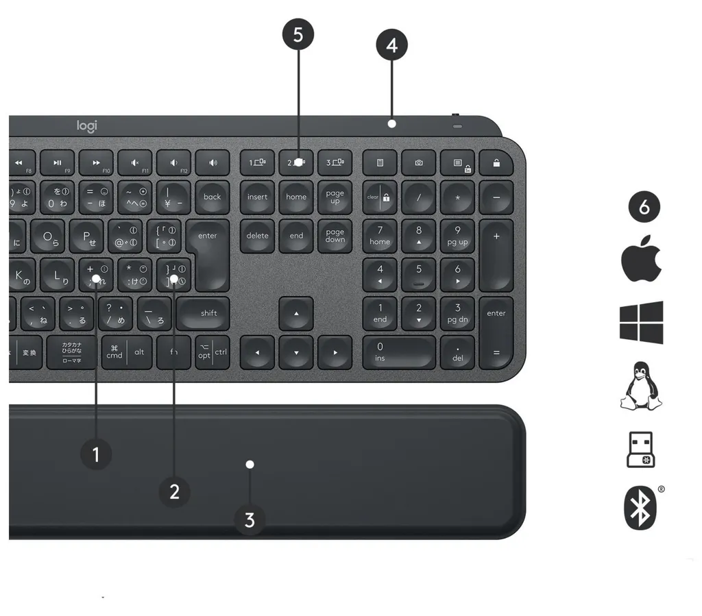 Clavier sans fil Logitech MX Keys Advanced QWERTY Anglais Graphite RF BT - 7