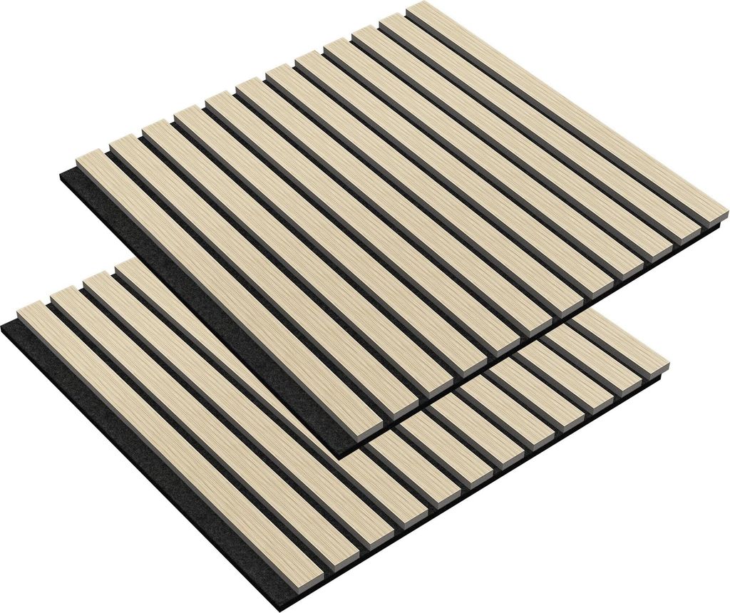 JOIEYOU 2 Stück Akustikpaneele 60x60 cm Wandpaneele Holz Holzpaneele Wand Schallschutz mit Holzoptik Furnier Acoustic Panel Wandverkleidung Schall...